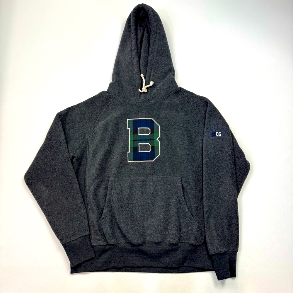 Bodega Gray Pullover Fleece With Varsity Letter Size Medium